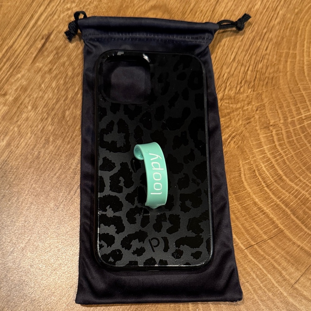 iPhone 12/12 Pro Loopy Midnight Leopard with Mint Loop